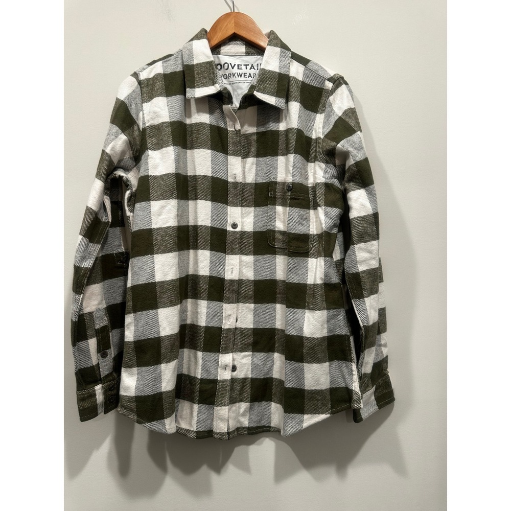 Dovetail Workwear Givens Work Shirt Green Cream Buffalo Check DWF22S01-330 L